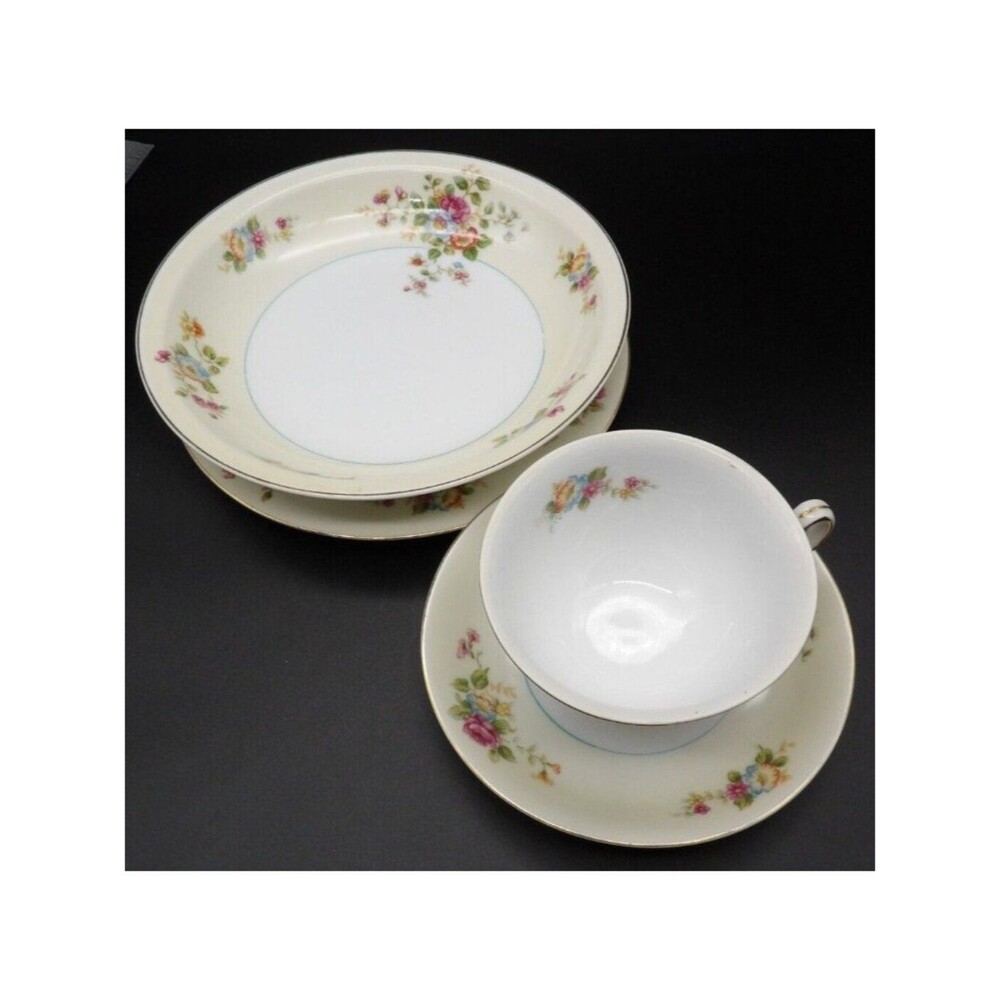 Hira Porcelain Occupied Japan Place Setting 4 Pc Cup Saucer Bowl Plate VTG